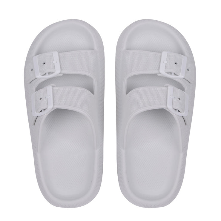 Two Buckle Foam Pillow Cloud Slides Unisex Non-Slip Comfy Soft Pillow Slippers,Thick-soled Eva Sandals And Slippers loveyourmom Love Your Mom White 35to36 