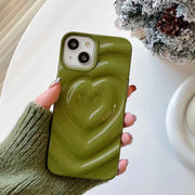 3D Heart Water Ripple iPhone Case, Cute iPhone Gothic case for her Phone Case 1 Green IPhone12 