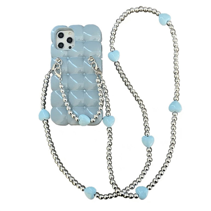 Cute 3D Bubbles Soft Gentle iPhone 13 / 14 Case + Crossbody Chain For Her 1 1   