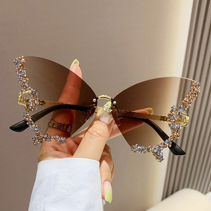Butterfly Sunglasses, Encrusted Rim Sunglasses 1 1 Gradual tea  