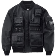 Techwear Men’s Multi Pocket Frock Coat Jacket, Functional Zipper Coat, Winter Windbreaker, Black Tactical Coat, Versatile Jacket, Cyber Tactical 1 Love Your Mom Black 2XL 