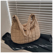 Paris Puffer Bag Quilted Tote Bag, Hobo Shoulder Bag Padded Crossbody Bubble Bag Soft Purse Puffy Tote HandBag loveyourmom Love Your Mom Khaki  