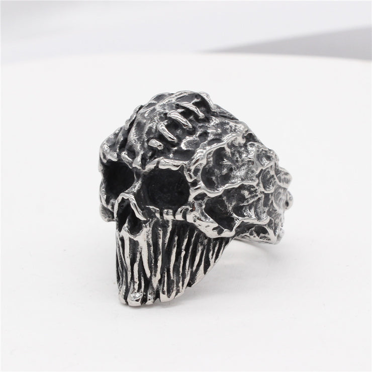 Skull Biker Metal Punk Raver Titanium Steel Ring Goth Gift him 1 1   