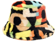 Cool Raver Festival Fur Plush Bucket Hat - Leopard. loveyourmom Love Your Mom Rainbow numbers  