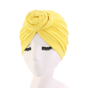 Cotton Turbans , Knot Hijab Hat Turban Satin Liner Double-Layered Beanie Chemo Cap Sleep Bonnet loveyourmom Love Your Mom Yellow  