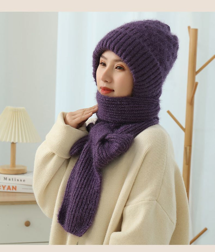 Women's Scarf Hat, Copenhagen Balaclava Fleece-lined Wool Winter Warm Knitted Hat. 1 Love Your Mom   