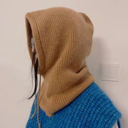 Winter Balaclava Scarf Neck Hat, Premium Woolen Knitted Hat Women. 1 Love Your Mom Brown  