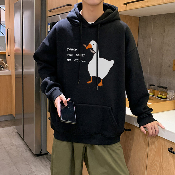 Duck with Knife Graphic Hoodie, Aesthetic Fashion Hoodies for Men, Trendy Warm Cozy Hoodie, Winter Fall Hoodie, Funny Hoodies for Him 1 1   