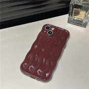 Caseative Curly Wave iPhone 14 Case, Pattern Frame Soft, Cool iPhone Case Phone Case 1 Wine Red IPhone12 