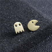 PAC Minimalist Ear Stud Earrings, Retro Gaming Cartoon Ear Pin Piercing, Cute Gamers Gift 1 1 Gold  