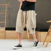 Summer Japanese Korean Overalls, Harem Pants Men Short Joggers Chinese Style, Calf-Length Casual Baggy Pants Male Capris Trousers Plus Size 8XL 1 1 Khaki 2XL 
