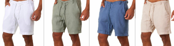 Man Linen Shorts, Casual Lace-up Sweatpants, Summer Cotton Casual Trunks - Color: white, green, black, blue, beige 1 1 Sets 2XL 