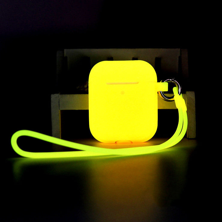 Glow Neon AirPods Pro Silicone Case, Luminous Glow In The Dark Rave reflective cool AirPods Pro Cover 1 1 Yellow with strap AirPods1 2 