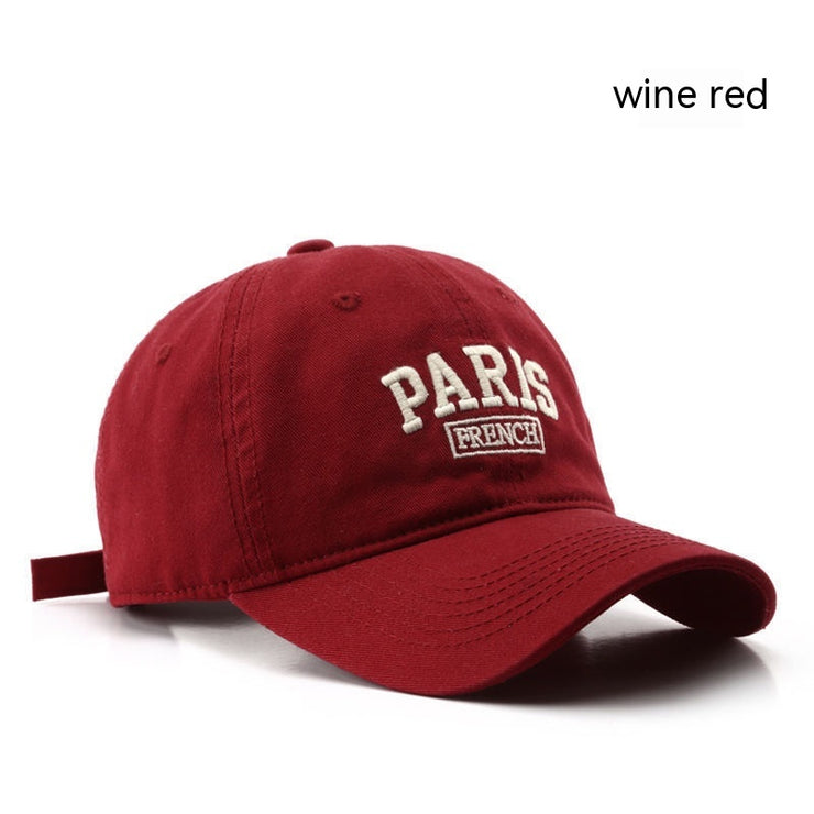 Cool Vintage Retro Paris Cup Hat, France Embroidered Duckbill Dad Hat Gift loveyourmom Love Your Mom Wine Red  