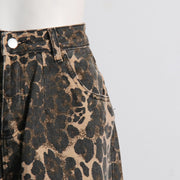 Y2K Aesthetic Leopard Print High Waisted Jeans | Baggy Cargo Pants | Vintage-Inspired Slimming Straight Pants for Women loveyourmom Love Your Mom   