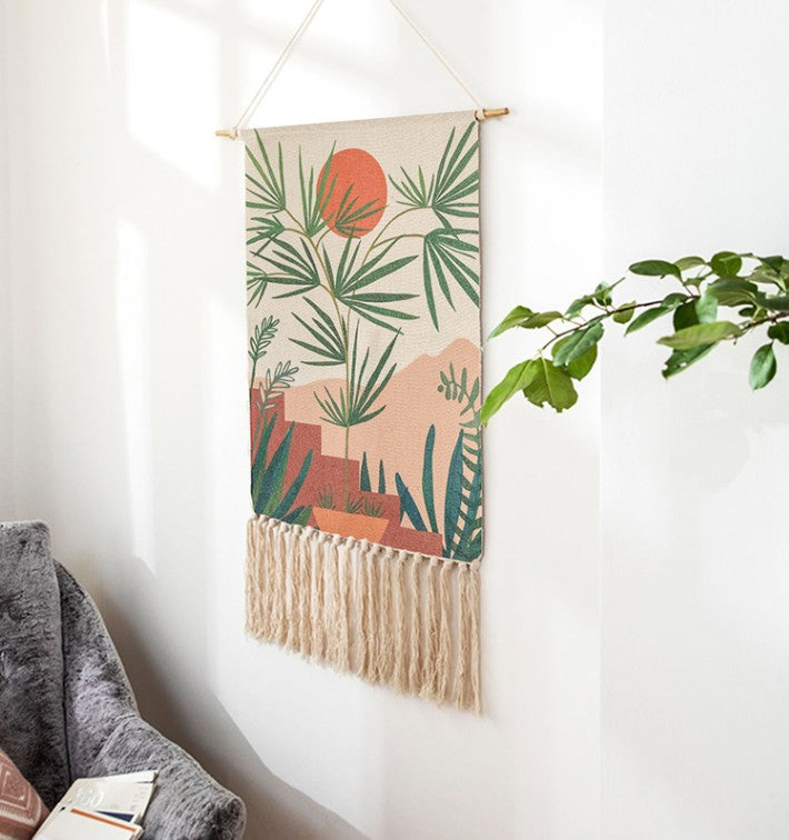 Macrame Wall Banner,Natural Scene Tapestry Wall Hanger | Bohemian Chic Wall Decor, Woven Tassel Yarn Tapestry Wall Art, Boho Macrame Wall Decor for Bedroom Living Room Aokley loveyourmom Love Your Mom Bamboo Shadow 70x50cm 