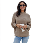 London y2k Women's Long-Sleeved Turtleneck Sweaters, Loose Pullover Solid Color Tops High Neck Knitted Sweater ropa mujer. loveyourmom Love Your Mom   