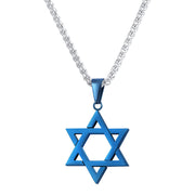 Gold Blue David Star Silver Pentagram Pendant Necklace, Israel Jewish Jewellery, Gifts for Her 1 1 Blue  