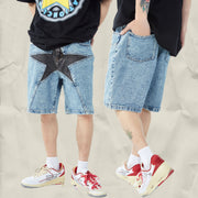 Berlin star jeans, Y2K wide-leg Festival denim shorts, Harajuku Summer loose jeans loveyourmom Love Your Mom   