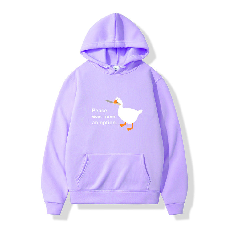 Duck with Knife Graphic Hoodie, Aesthetic Fashion Hoodies for Men, Trendy Warm Cozy Hoodie, Winter Fall Hoodie, Funny Hoodies for Him 1 1 Light Purple S 