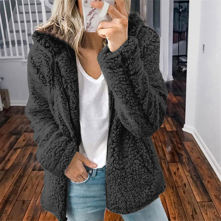 Wool Hooded Jacket for Women, Casual Streetwear Felted Wool Jacket, Warm Cozy Stylish Jacket, Designer Elegant Jacket, Fashion Outerwear 1 1 Black 3XL 