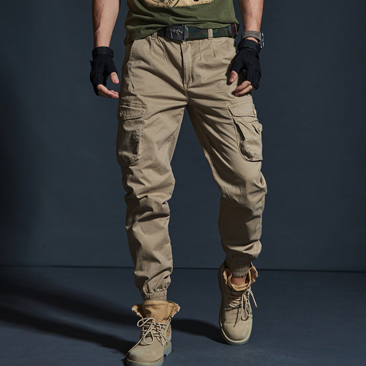 Mens Military Joggers Cargo Pants, Cotton Elasticity Rave Trousers Streetwear Multi Pocket Camouflage Washed Casual Pantalon. 1 1 Khaki 28 