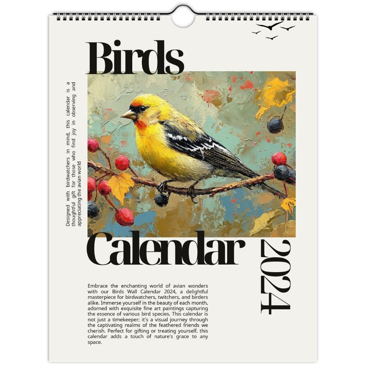 Birds Wall Calendar 2025, Birds Fine Art Paints Calendar. Birdwatcher Twitcher Birder Gifts Print Material Love Your Mom LT (8.5″x11″)  