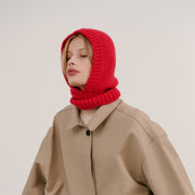 Knitted Balaclava,Wool Overhead Warm Wool Hats - schalmütze stricken, Cap Warm Ear Protection Scarf Wool Pullover Snood Hat 1 1 Red One size 