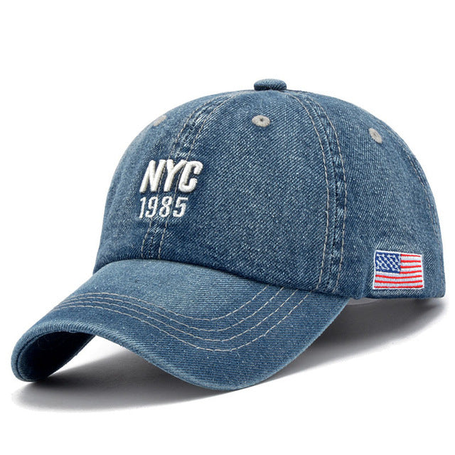 New York 1998 Retro Denim Hat, Embroidered Jeans Baseball Peaked Cap Hat loveyourmom Love Your Mom Denim Blue Adjustable 