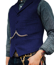 formal vest | Mens Tweed Lapel Vest Jacket Herringbone Waistcoat Casual | Sleeveless Tops Retro Vests Classic 1 1 Royal blue 2XL 