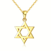 Gold Silver David Star Pendant Necklace, Israel Support Pendant, Jewish Faith Symbol Religious Pendant, Hexagram Star Pendant 1 1 Gold Plating 925 Silver 