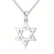 Gold Silver David Star Pendant Necklace, Israel Support Pendant, Jewish Faith Symbol Religious Pendant, Hexagram Star Pendant 1 1 White Gold Plated 925 Silver 