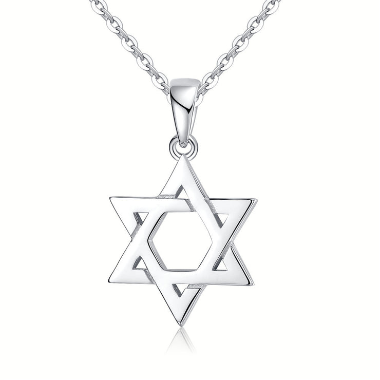 Gold Silver David Star Pendant Necklace, Israel Support Pendant, Jewish Faith Symbol Religious Pendant, Hexagram Star Pendant 1 1 White Gold Plated 925 Silver 