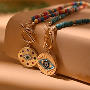 Pearl Evil eye necklace with golden toggle 1 Love Your Mom   