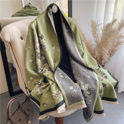 Japan Floral Design Women Warm Winter Scarf Pashmina Shawls Wraps, Thick Neck Scarves Bufanda 1 Love Your Mom Green 180x 65cm 