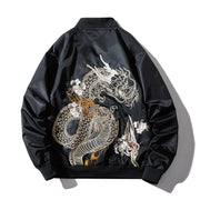 Embroidered Baseball Jacket Coat, Casual Chinese Dragon Leisure Jacket for Men, Loose Fit, Essential Tattoo Art Uniform Jacket 1 Love Your Mom Black Cottoning L 