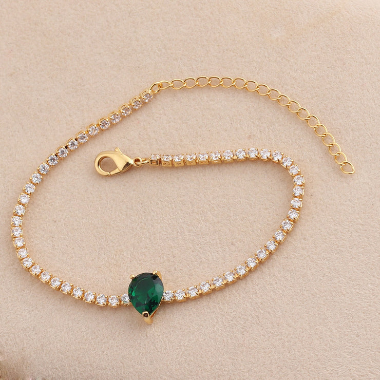 Green Zircon Bracelet For her, Emerald Look 1 1 Lobster clasp  