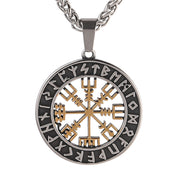 Viking Vegvisir Compass Open Stainless Steel Pendant Necklace, Lun Rune Pendant 1 1   