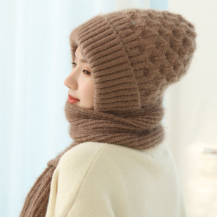 Women's Scarf Hat, Copenhagen Balaclava Fleece-lined Wool Winter Warm Knitted Hat. 1 Love Your Mom   