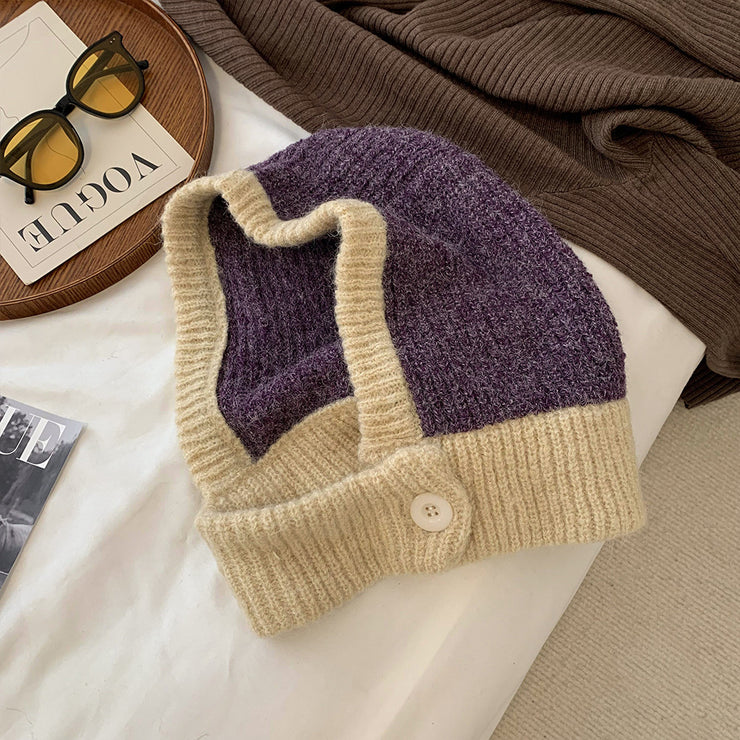 Berlin Knitting Balaclava Hat, Cute Cold-proof Woolen Cap 1 Love Your Mom Purple Adjustable 