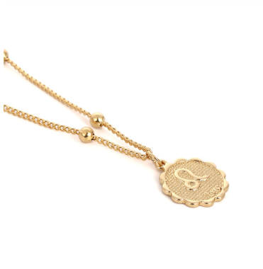 Gold Coin Necklace,Victorious Reflector, Greek Jewelry, Lariat Necklace, Medallion Necklace, Layering Jewelry, Aphrodite 1 1 Gold Leo 