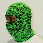Cool Wool Ski Mask, Balaclava Knitted Camouflage Headgear Hat - Pink Green Black 1 1 Black fluorescent green 56 59cm 