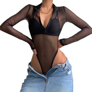 omen's New Black Mesh Sexy See Through Zipper Long Sleeved Rave Bodysuit Jumpsuit Shear Jumpsuit - Mesh Sexy Bodysuit loveyourmom Love Your Mom   