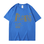 Japanese Cartoon Cat Shower Street Unisex Oversized T-Shirt, Cute Hip Hop Street tee Casual Cotton Summer Short Sleeveה 1 1 Blue L 