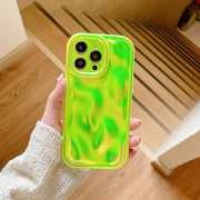 Neon Rave Meteorite iPhone 13/14 Case, fluorescent orange meteorite stripes, red,green iphone case 1   