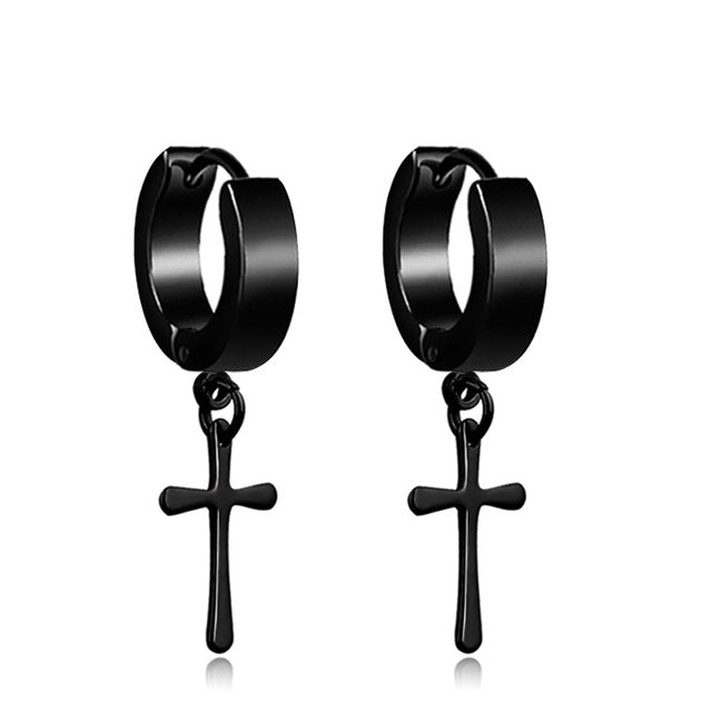 Punk Rock Five-Piece Earring Set: Edgy Black Metal Styles for Left Ear, Right Ear, and More loveyourmom Love Your Mom 8A  