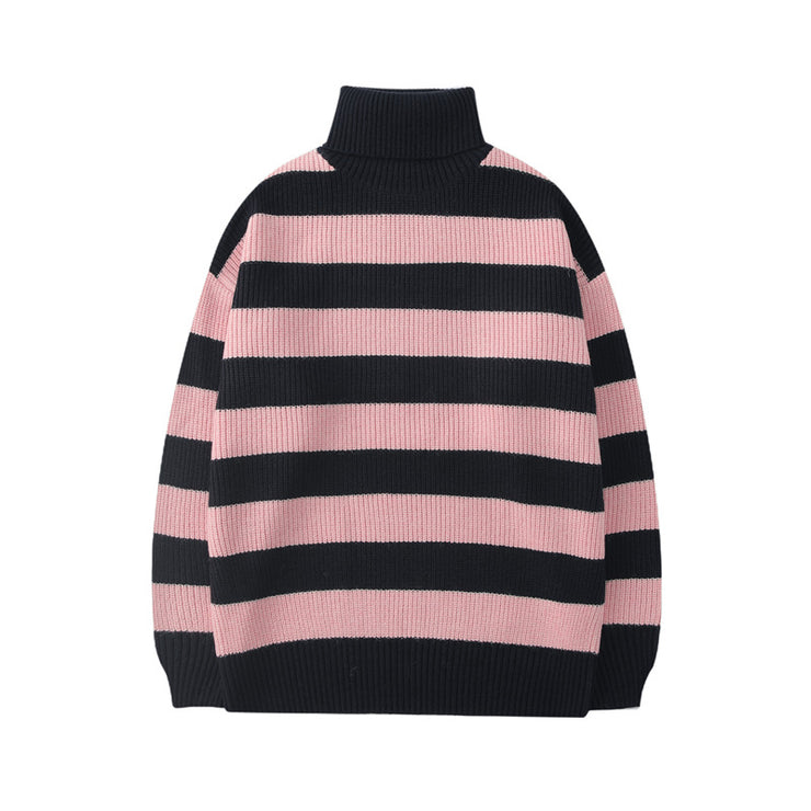 Korean Knitted Striped Sweater, Unisex Harajuku Casual Cotton Pullover,Tate Langdon Sweater Same Style Copenhagen Autumn look. 1 1 Pink 2XL 