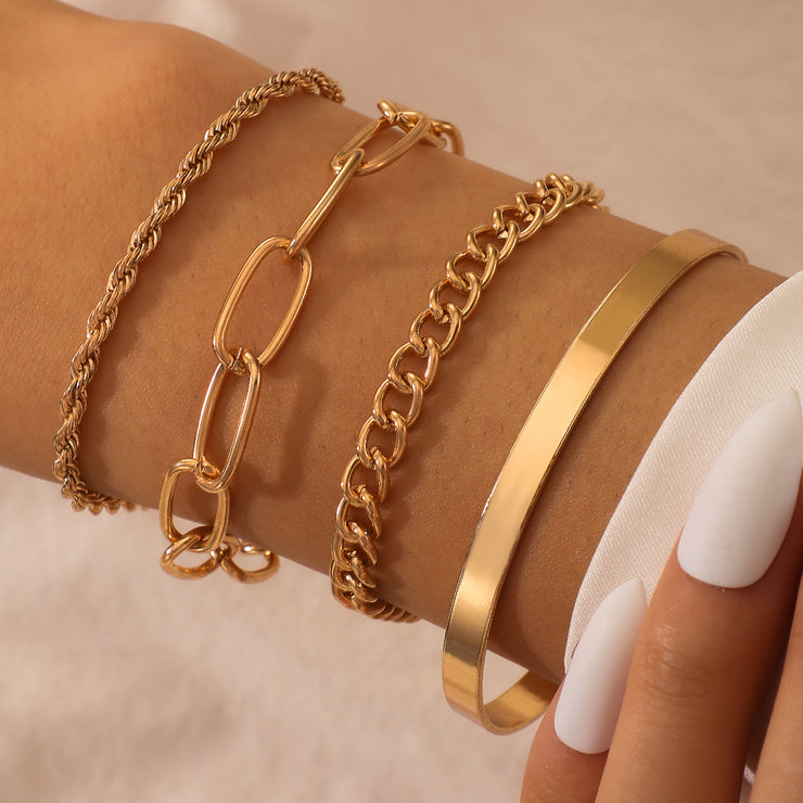 Gold Bracelet Stack for women, 5 pieces Gold plated Boho Bracelets Set, Trendy Dainty Bracelet Set for Her. 1 1 16298gold  