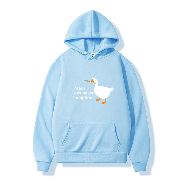 Duck with Knife Graphic Hoodie, Aesthetic Fashion Hoodies for Men, Trendy Warm Cozy Hoodie, Winter Fall Hoodie, Funny Hoodies for Him 1 1 Light Blue S 
