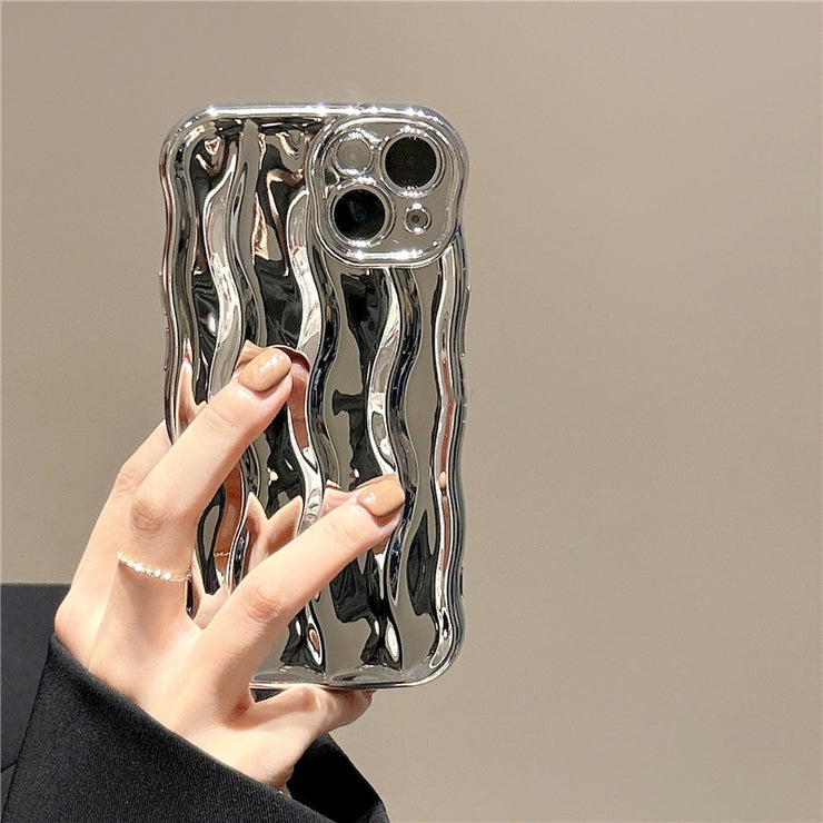 Caseative Curly Wave iPhone 14 Case, Pattern Frame Soft, Cool iPhone Case Phone Case 1 Silver IPhone12 